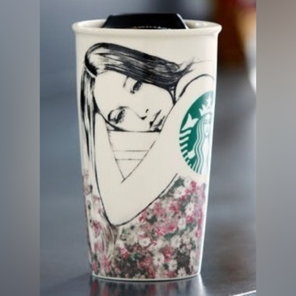Starbucks x Charlotte Ronson Double Wall Ceramic Tumbler Black Lid 2013